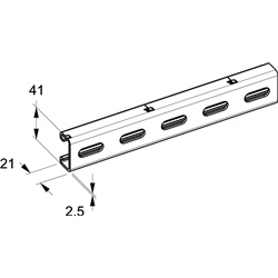 Profilo Sendzimir ASO 41x21 mm forato lunghezza 6 m per impianti elettrici industriali