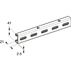 Profilo zincato caldo 41x21 mm spessore 2,5 mm per installazioni elettriche