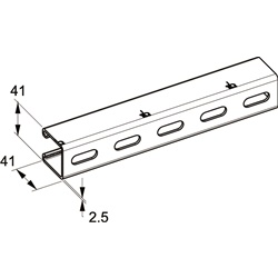 Profilo zincato caldo 41x41 mm spessore 2,5 mm lunghezza 3 mt per installazioni elettriche robuste e durature