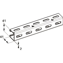 Profilo Sendzimir ASO 41x41 mm acciaio forato 3 lati supporto impianti elettrici 3 m