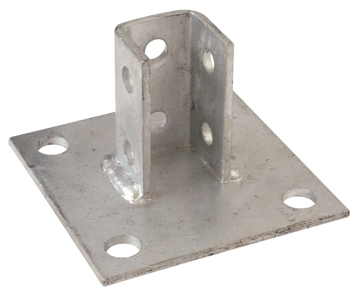 Piastra base zincata a caldo acciaio 41x41 mm per profili a C uso elettrico industriale