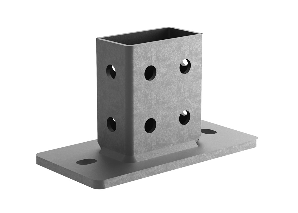 Piastra base zincata a caldo per profilo 41x82 mm montaggio strutture elettriche industriali