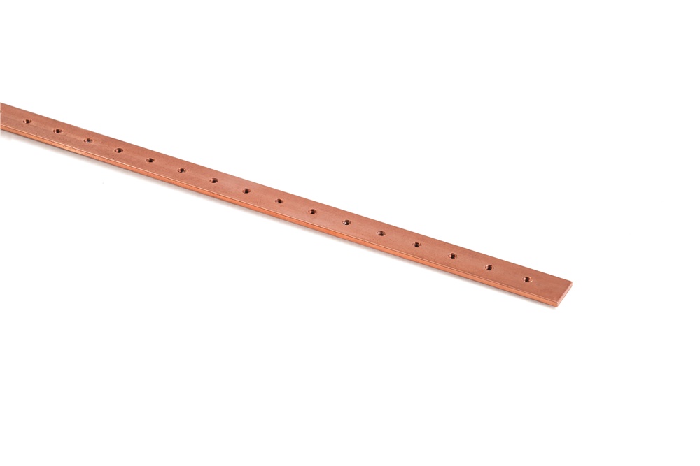Barra rame filettata 25x5 mm lunghezza 1000 mm per applicazioni elettriche industriali