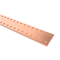 Barra rame preforata 25x5 mm lunghezza 1 metro per impianti elettrici e cablaggio