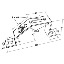 Cavallotto piano zincato 45ø M6 supporto inclinato guida DIN installazioni elettriche