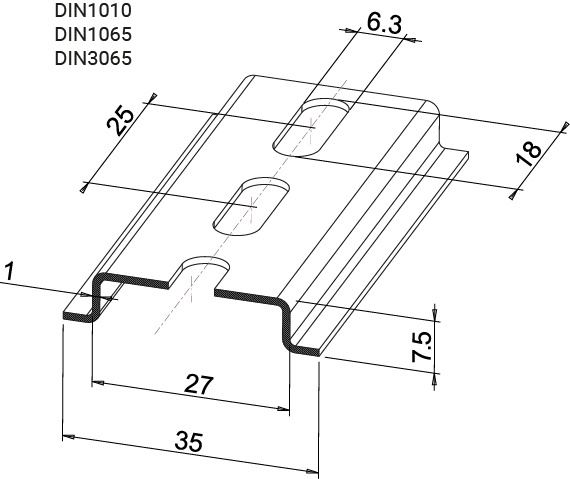 Profilo DIN Sendzimir zincato H7,5 non forato 35x7 per montaggio elettrico industriale