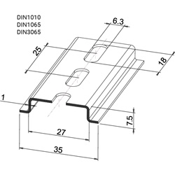 Profilo DIN Sendzimir zincato H7,5 non forato 35x7 per montaggio elettrico industriale