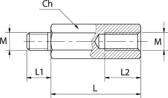 Distanziale metallico zincato altezza 100 mm filettatura M6 per installazioni elettriche industriali e commerciali