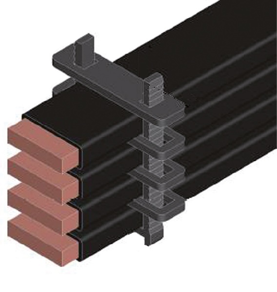 Separatore spaziatore pacchetto 4 poli per barre flex 32 mm impianti elettrici industriali e commerciali