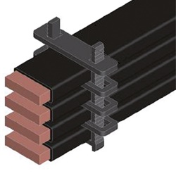 Separatore spaziatore pacchetto 4 poli per barre flex 32 mm impianti elettrici industriali e commerciali