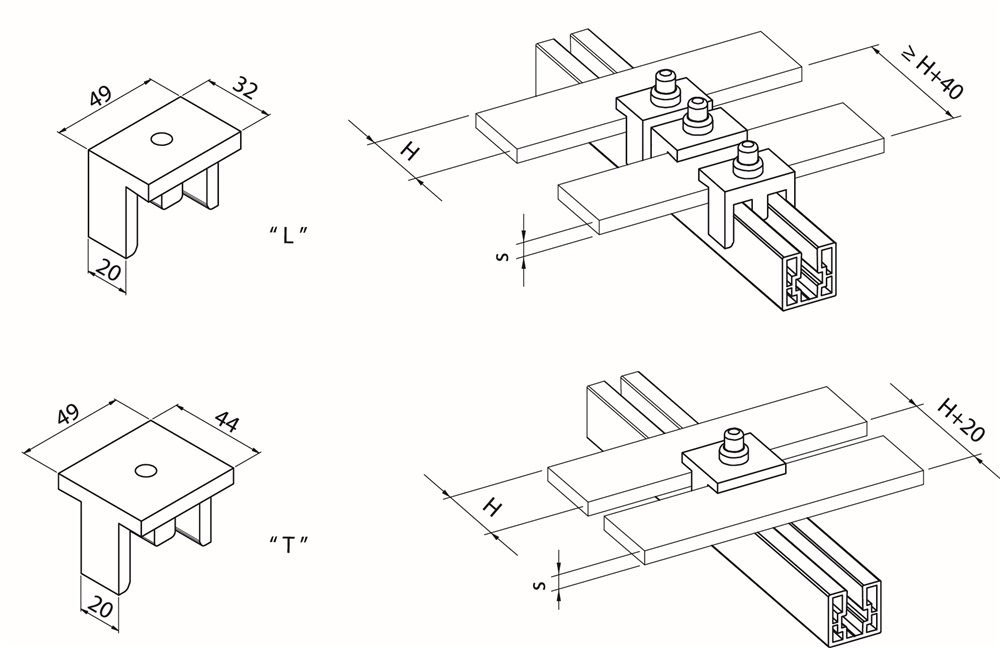 Set blocchetti L-T trifase con viteria kit connessione elettrica professionale
