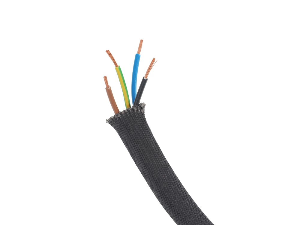 Guaina trecciata fibra vetro resistente alte temperature protezione cavi elettrici industriale