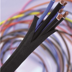 Guaina trecciata apribile PET V0 nera diametro 32 mm per protezione cavi elettrici industriale