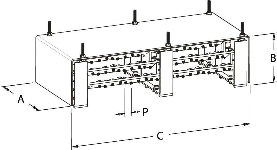 Ripartitore elettrico 400A 20 uscite kit compatto 480mm per impianti industriali e commerciali
