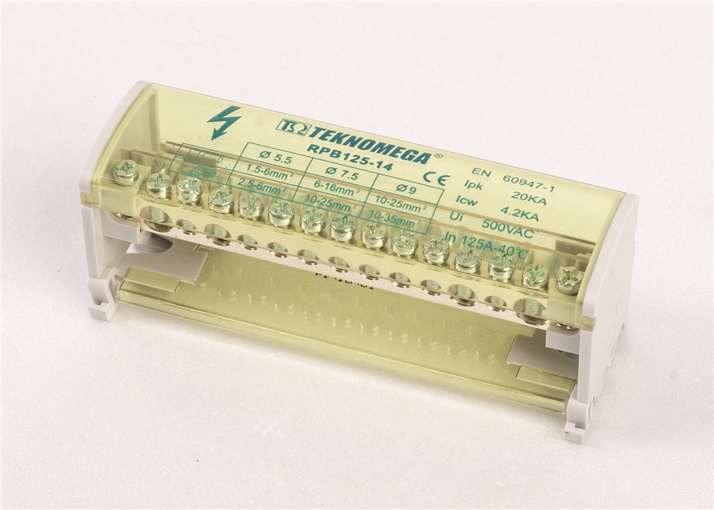 Ripartitore morsettiera bipolare 125A 14 uscite per impianti elettrici professionali