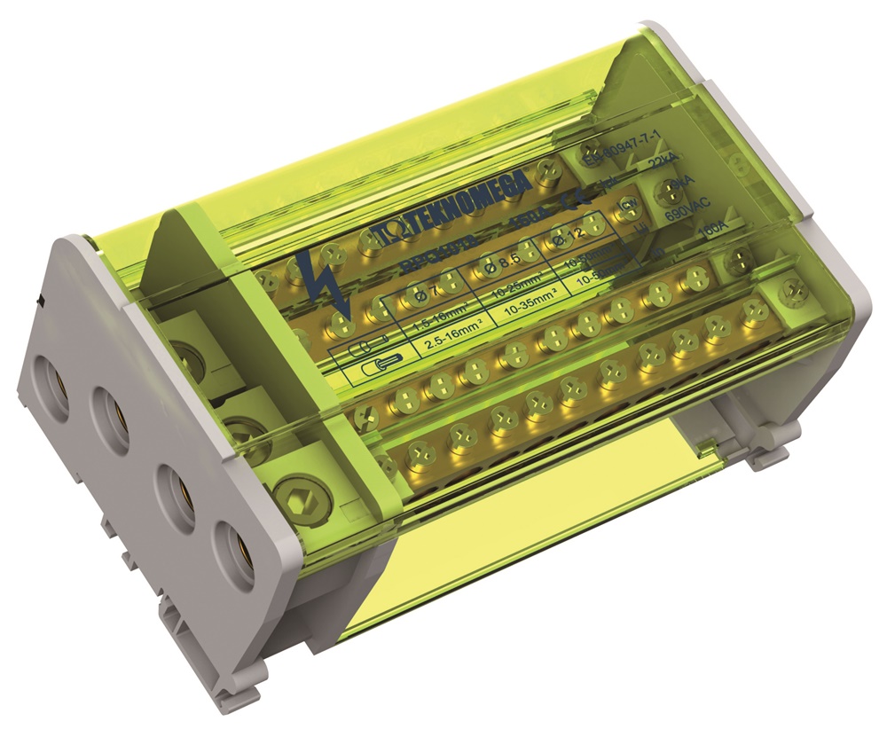 Ripartitore quadripolare 160A 11 uscite morsettiera ingresso laterale installazioni elettriche industriali e commerciali