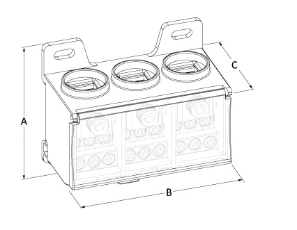 Ripartitore compatto tripolare 125A 3x6 uscite distribuzione elettrica sicura