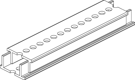 Profilo supporto alluminio preforato 2m serie TO per installazioni elettriche