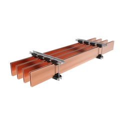 Supporto barre preassemblato 2 barre 10mm trifase + neutro lunghezza 600mm per impianti elettrici industriali e commerciali