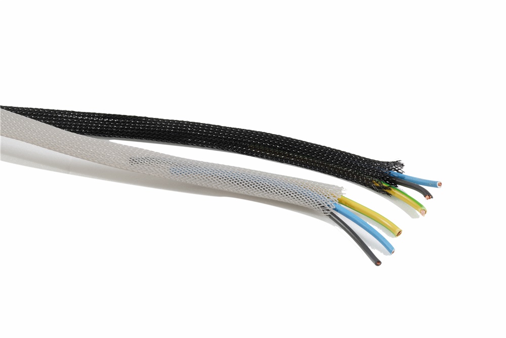 Guaina poliestere nera trecciata protezione cavi elettrici isolamento UL94 V2 diametro 40 mm