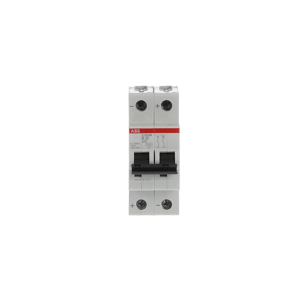 Interruttore automatico Miniature Circuit Breaker S200MUC 2 poli 10A tipo B per CA e CC