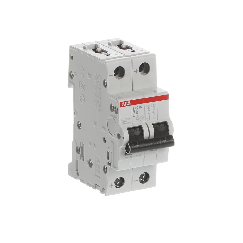 Interruttore magnetotermico S200MUC 2 poli 6A curva B per applicazioni AC e DC