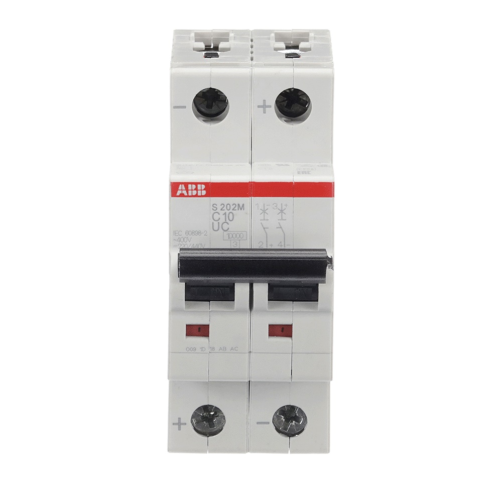 Interruttore automatico miniatura S202MUC C 10A 2 poli AC/DC 10 kA uso industriale