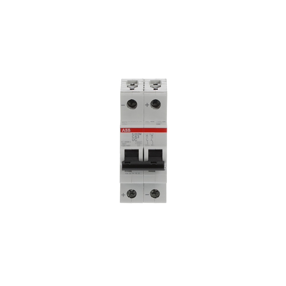 Interruttore automatico modulare S202MUC C 63A tipo C per applicazioni CA e CC