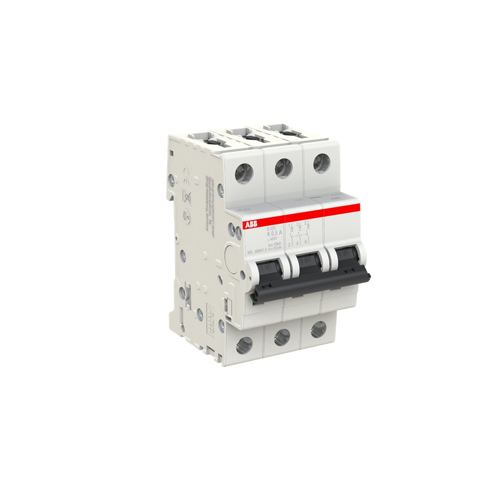 Interruttore Automatico Miniature Circuit Breaker S200 3P 0,5A K 6kA per uso residenziale e industriale