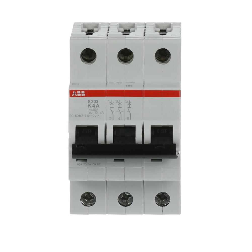 Interruttore Automatico Miniatura S200 3P 4A K 6kA Uso Residenziale Commerciale Industriale