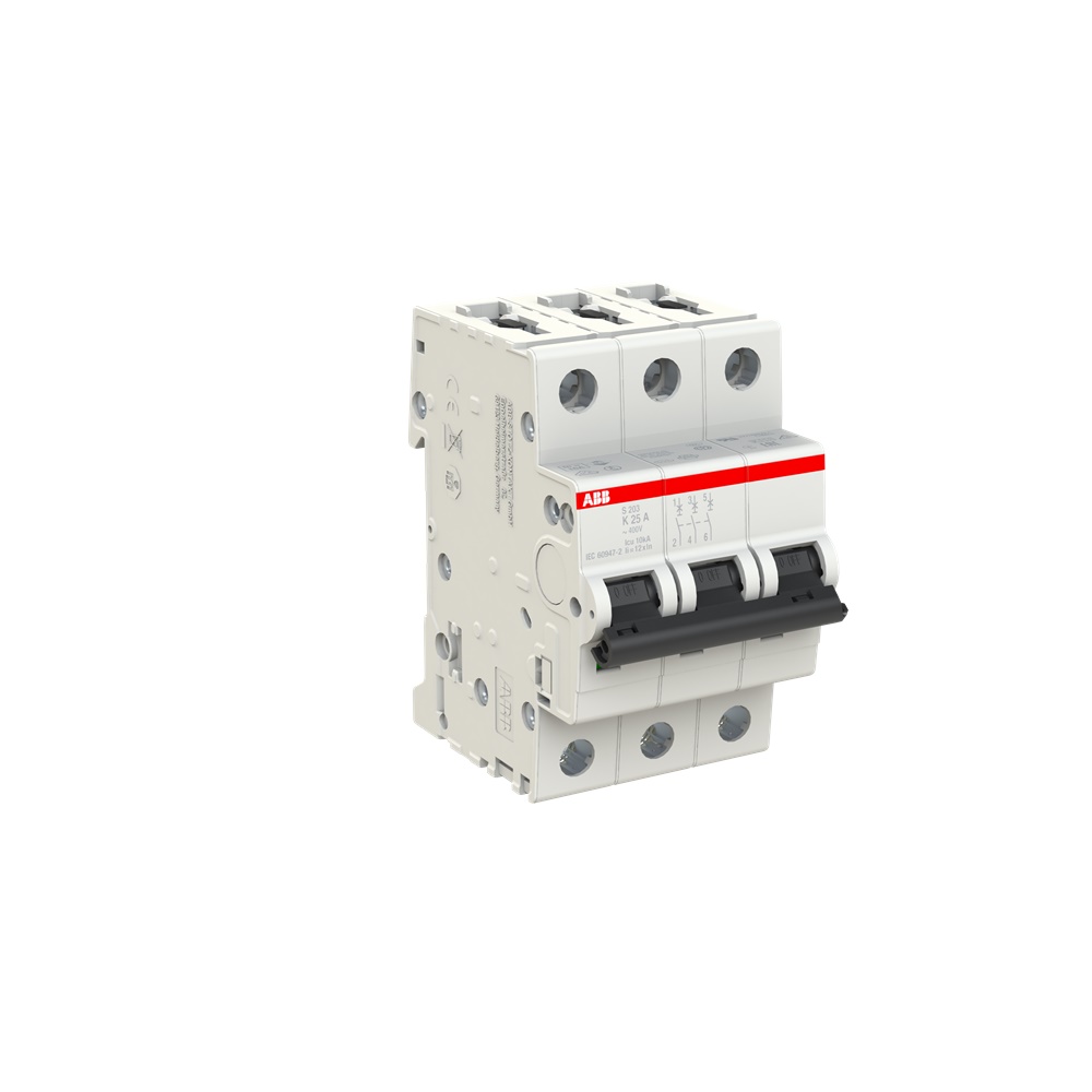 Interruttore Automatico Miniature Circuit Breaker S200 3P 25A Caratteristica K 6kA AC Uso Residenziale Industriale