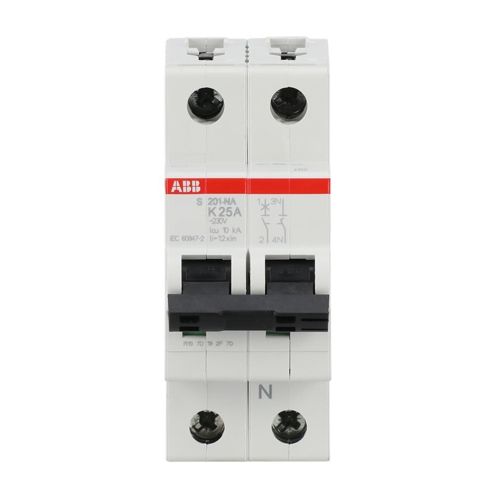 Mini interruttore automatico Rexel S200 1P+N 25A K 6kA uso residenziale e industriale