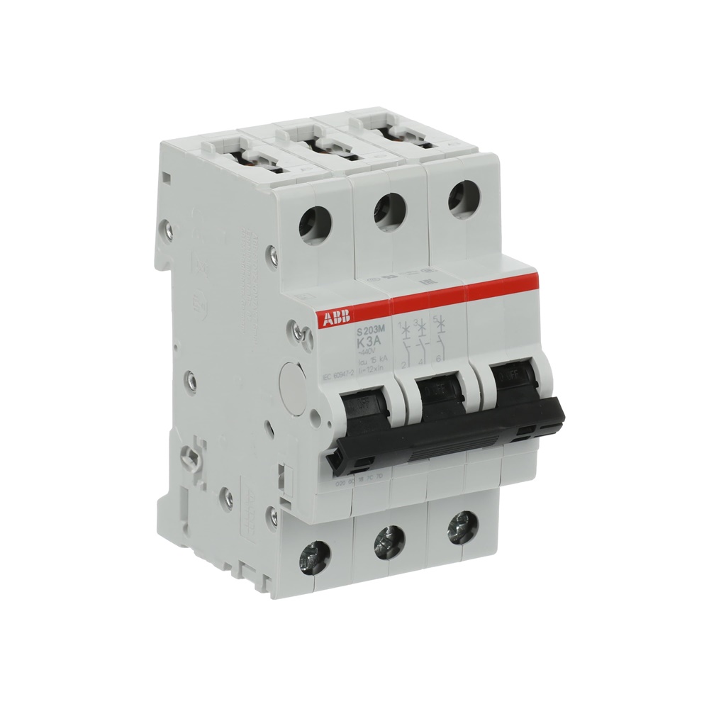 Interruttore automatico modulare S200M 3 poli 3A caratteristica K 10 kA uso residenziale e industriale