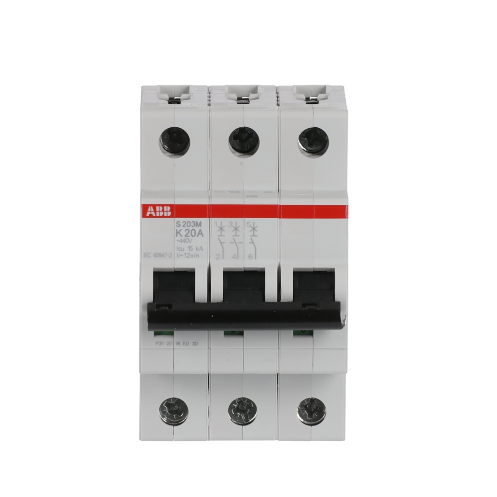 Interruttore automatico miniaturizzato S200M 3P 20A caratteristica K 10kA AC uso residenziale e industriale