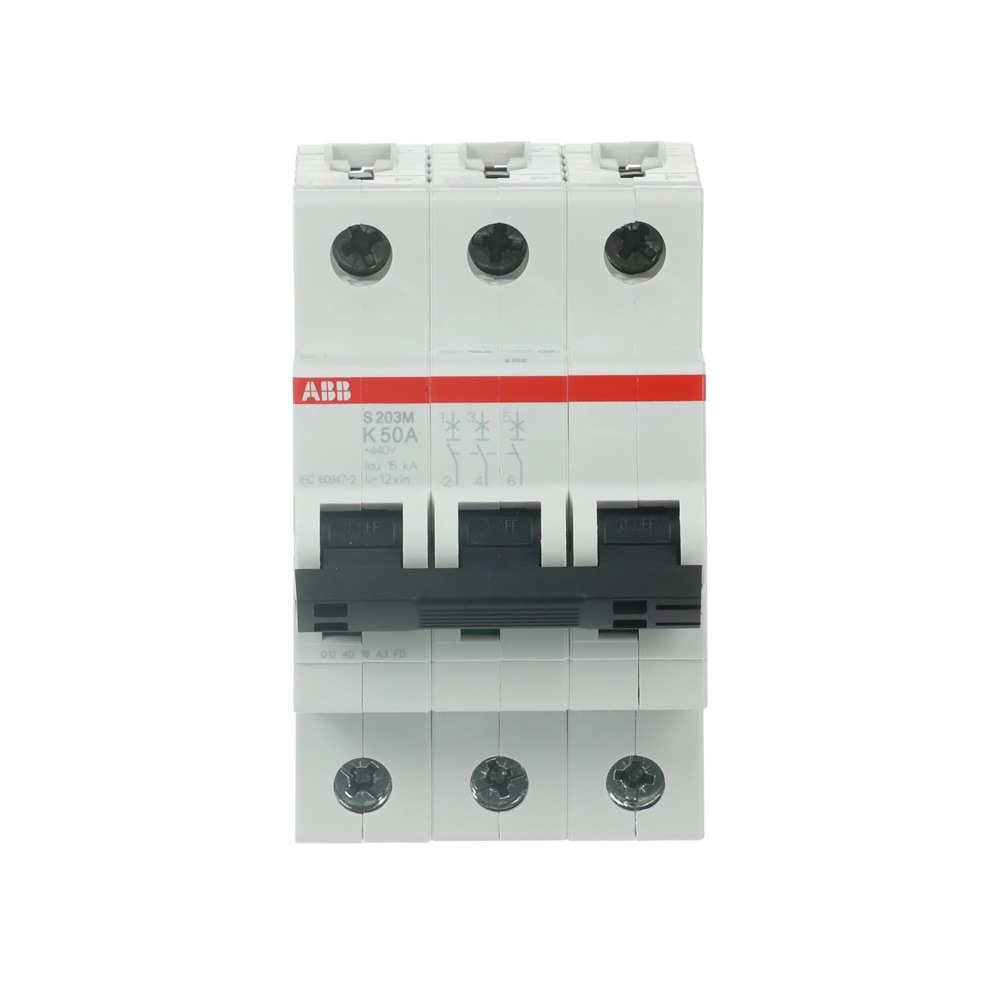 Interruttore automatico miniatura S200M 3 poli 50A caratteristica K uso residenziale e industriale