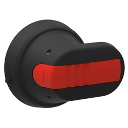 Maniglia pistola OHB45J6 nera 45 mm per interruttori a montaggio su base e guida DIN, IP65, blocco porta con tre lucchetti, isolamento doppio, fissaggio posteriore