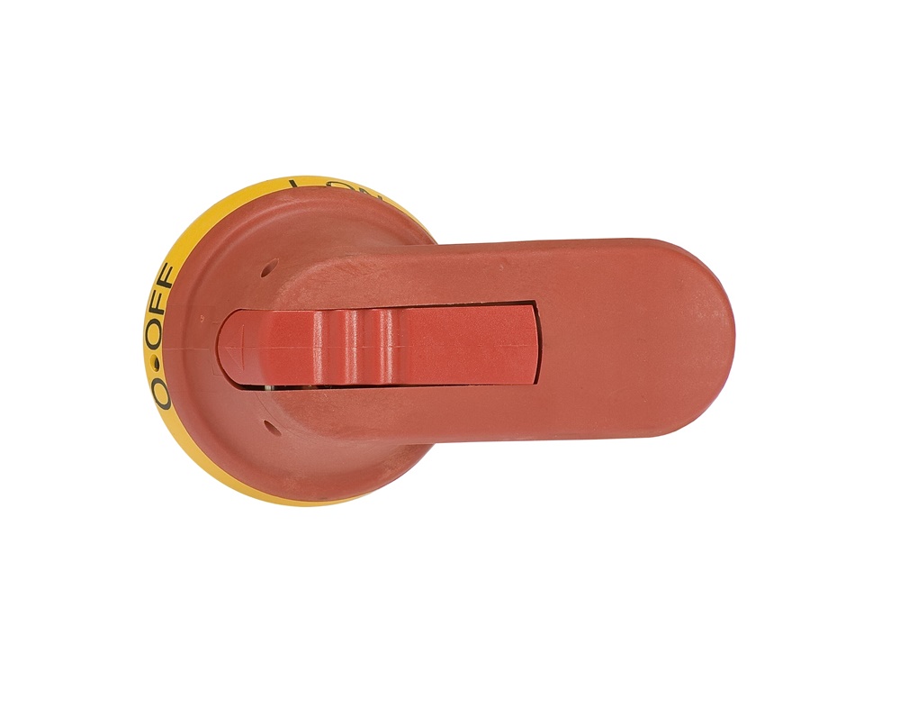 Maniglia pistola bicolore rosso-giallo per blocco porta, presa sicura, uso elettrico