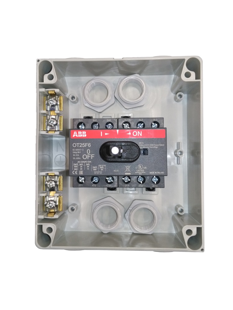 Sezionatore 6 poli 25A 415V IP65 custodia plastica rinforzata uso industriale interno esterno