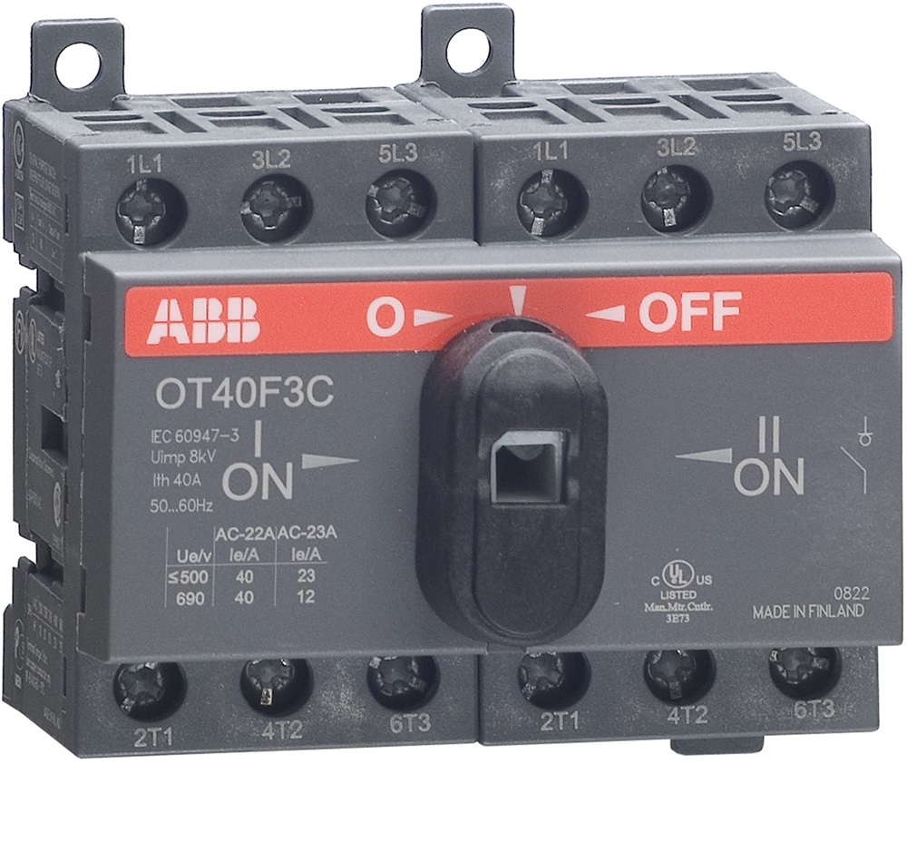 Sezionatori commutatori OT_C 16…125 A OT16F3C 16A (AC21 <= 400 V) - 16A (AC23 <= 400 V)