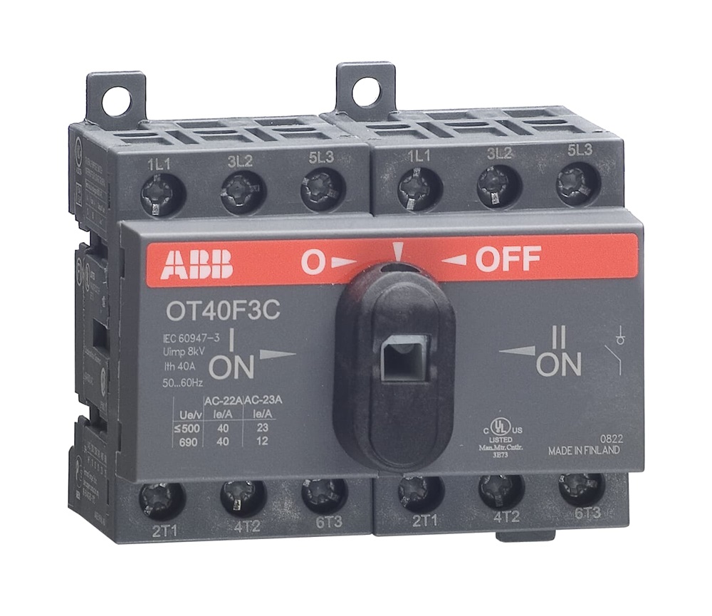 Sezionatore 3 poli 40A cambio manuale open transition per circuiti trifase elettrici