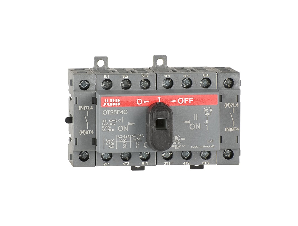 Sezionatore 4 poli OT25F4C con commutatore integrato 25A per impianti elettrici controllo corrente