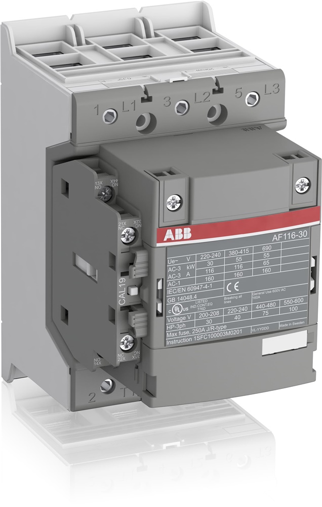 Contattore trifase 3 poli 116A 24-60V controllo motori industriali alta potenza