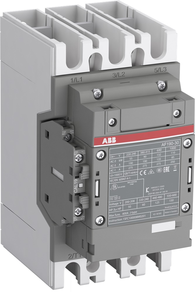 Contattore trifase 3 poli 190A 100-250V per impianti industriali alta potenza