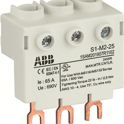 Morsetto alimentazione trifase S1-M2-25 25mm² per interruttori motore MS116 MS132 montaggio alto