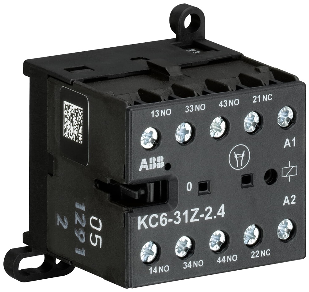 Mini Contattore Ausiliario KC6-31Z-01 24V DC 3NO 4 Poli Terminali a Vite per Edilizia e Industriale