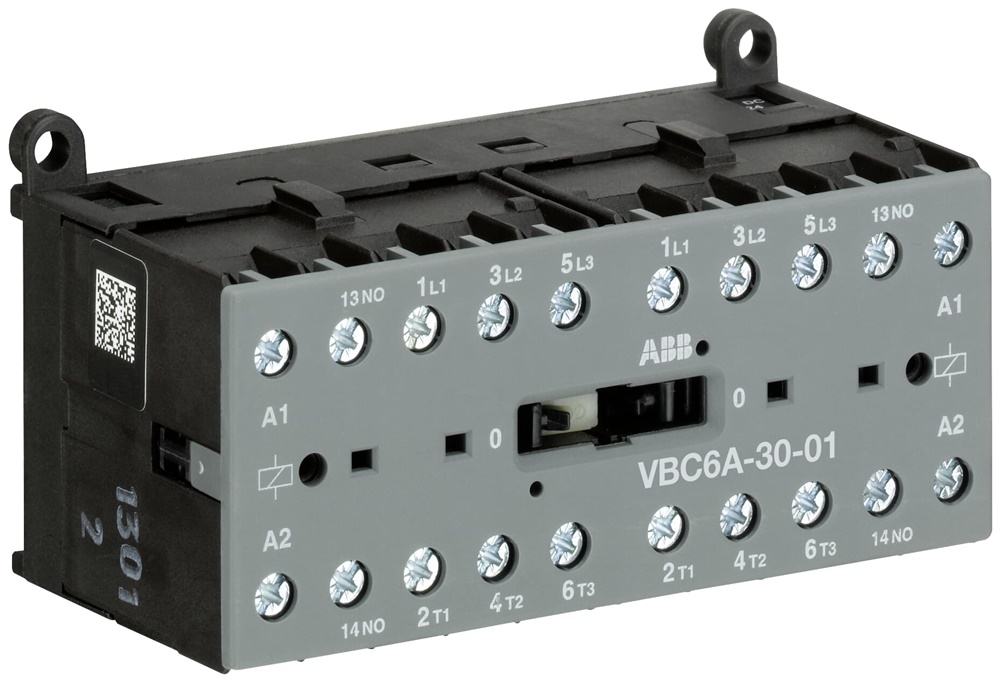 Mini Contattore Inversore VBC6A 24V DC 3 Poli 3NO 0NC per Motori Trifase fino 4 kW