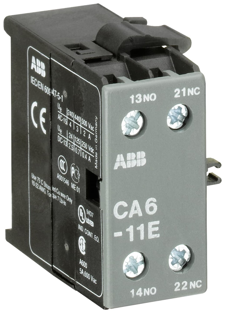 Contatto ausiliario CA6-11E 1NA+1NC morsetti a vite montaggio laterale per quadri elettrici