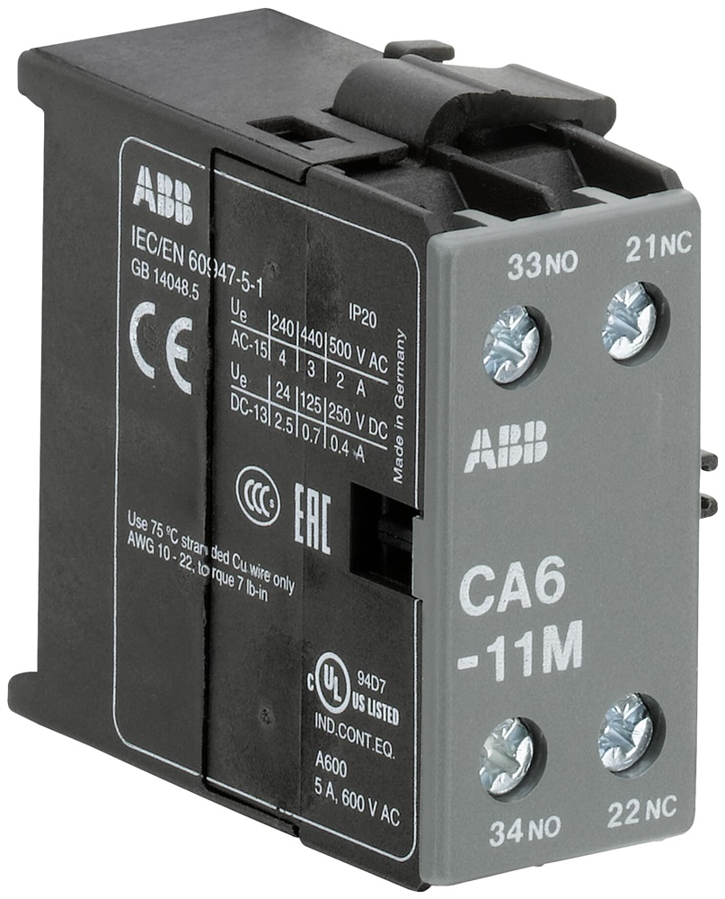 Contatto ausiliario CA6-11M 1NO/1NC morsetti a vite montaggio laterale per automazione