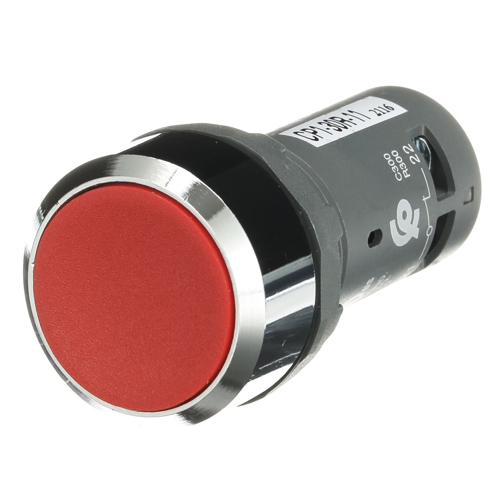 Pulsante compatto rosso metallo cromato 1NO+1NC non illuminato 300V per installazioni industriali