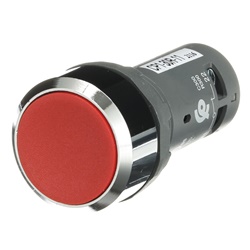 Pulsante compatto rosso metallo cromato 1NO+1NC non illuminato 300V per installazioni industriali